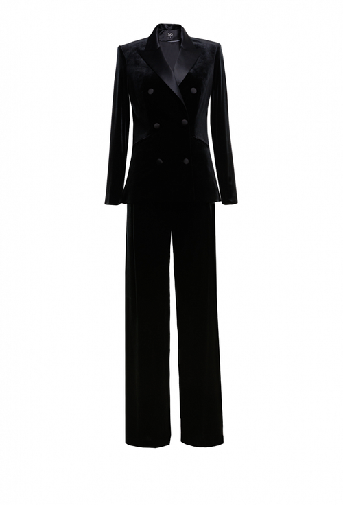 Костюм брючный бархатный черный 18-03-24 SS