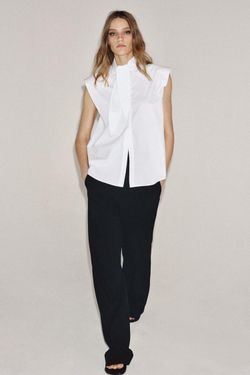 ZARA РУБАШКА С ЗАВЯЗКАМИ — ZW COLLECTION, БЕЛЫЙ