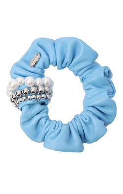 Кожаная резинка голубого цвета