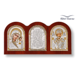 Триптих, Казанская БМ, Николай, Молитва, икона, красное дерево 320х164