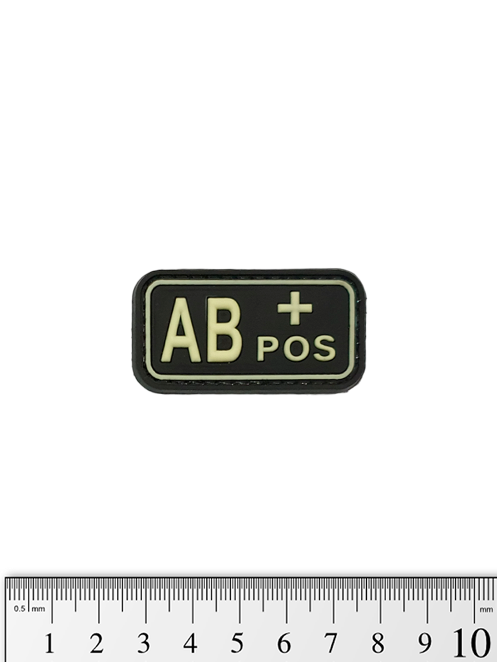 Шеврон Группа крови AB+ PVC 5 см. Чёрный светящийся