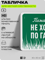 Табличка для частной территории "Пожалуйста, не ходите по газону", на дом, для участка, организаций и частных территорий, предупреждающая, 40х30 см, Silver Plane x Айдентика Технолоджи
