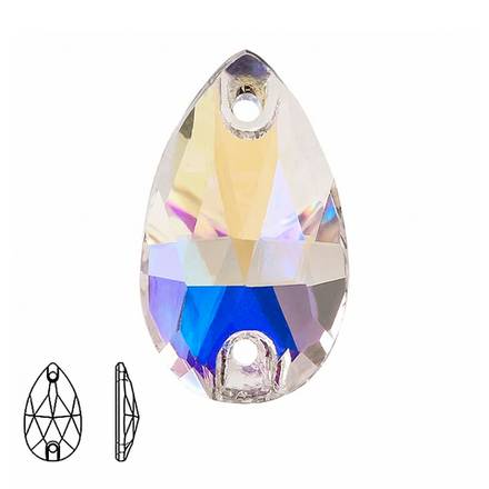 Стразы пришивные из стекла, цвет Crystal Moonlight, форма Teardrop / Pear