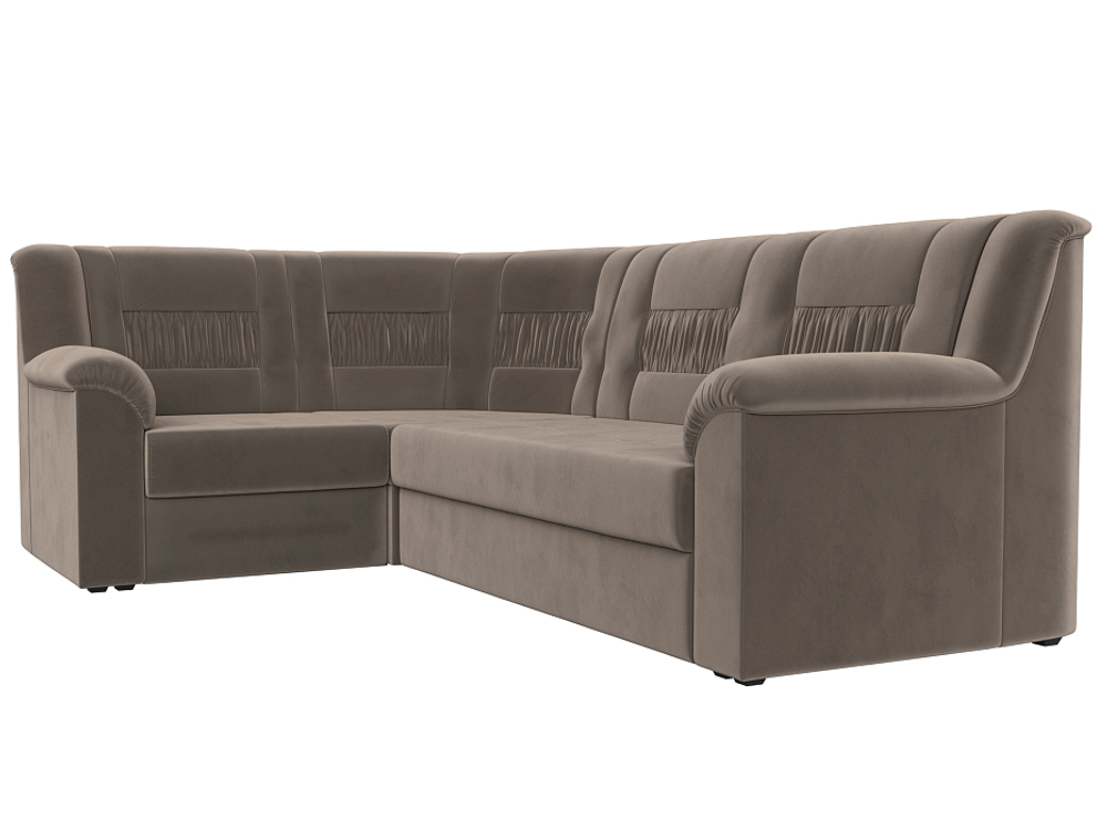 Диван угловой Карелия левый угол, Коричневый, Велюр, 113344L