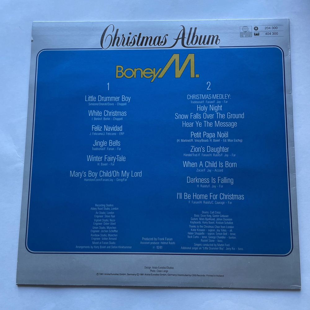 Винтажная виниловая пластинка LP Boney M. Christmas Album (Нидерланды 1981) White Christmas