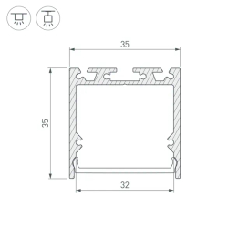 Профиль SL-LINE-3535-3000 BLACK (Arlight, Алюминий) 036253