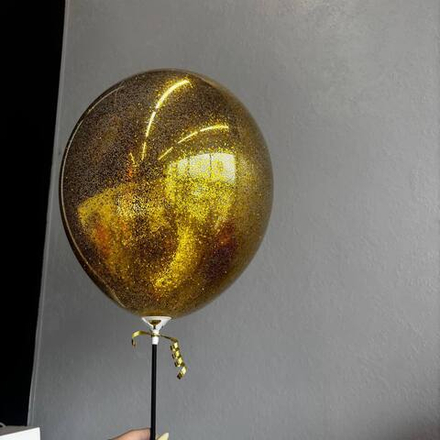 Шар прозрачный 30 см с конфетти (золото, серебро, зеленый, черно-зотолой, синий)