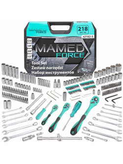 Набор инструментов 218пр. 1/4'',3/8'',1/2''(6гр.)(4-32мм) MAMEDFORCE MF-42182-5