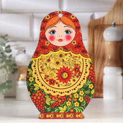 Доска разделочная сувенирная в русском стиле "Матрёшка", 15 x 23 см