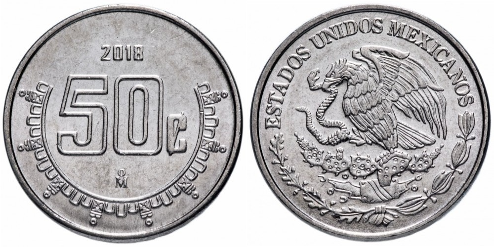 Мексика 50 сентаво, 2009 - 2025 Герб XF