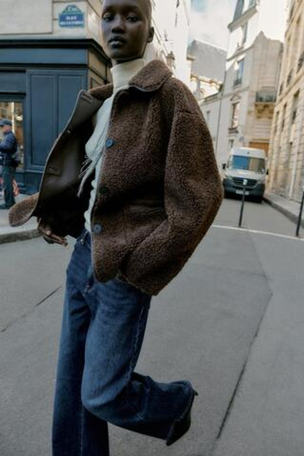 ZARA ДВУСТОРОННЕЕ ПАЛЬТО, КОРИЧНЕВЫЙ