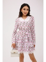 Летнее платье с кружевами короткое в цветочек