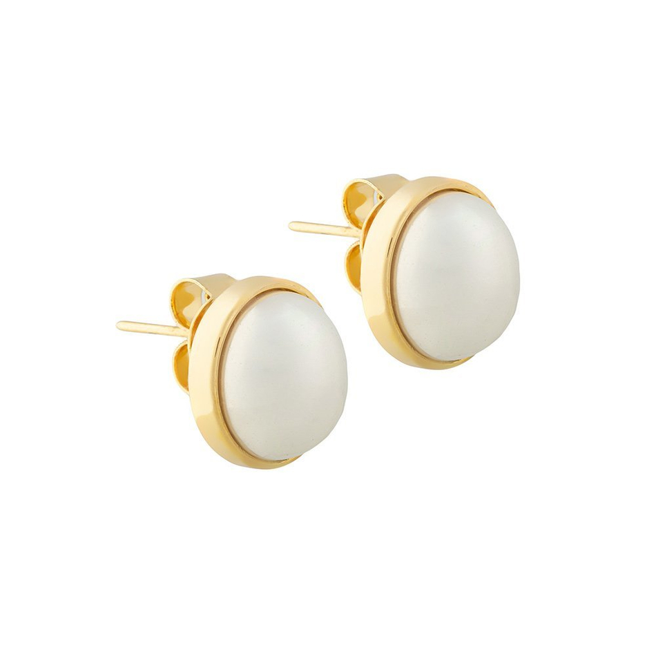 Серьги пусеты Possebon White Pearl A0976.1 BW/G