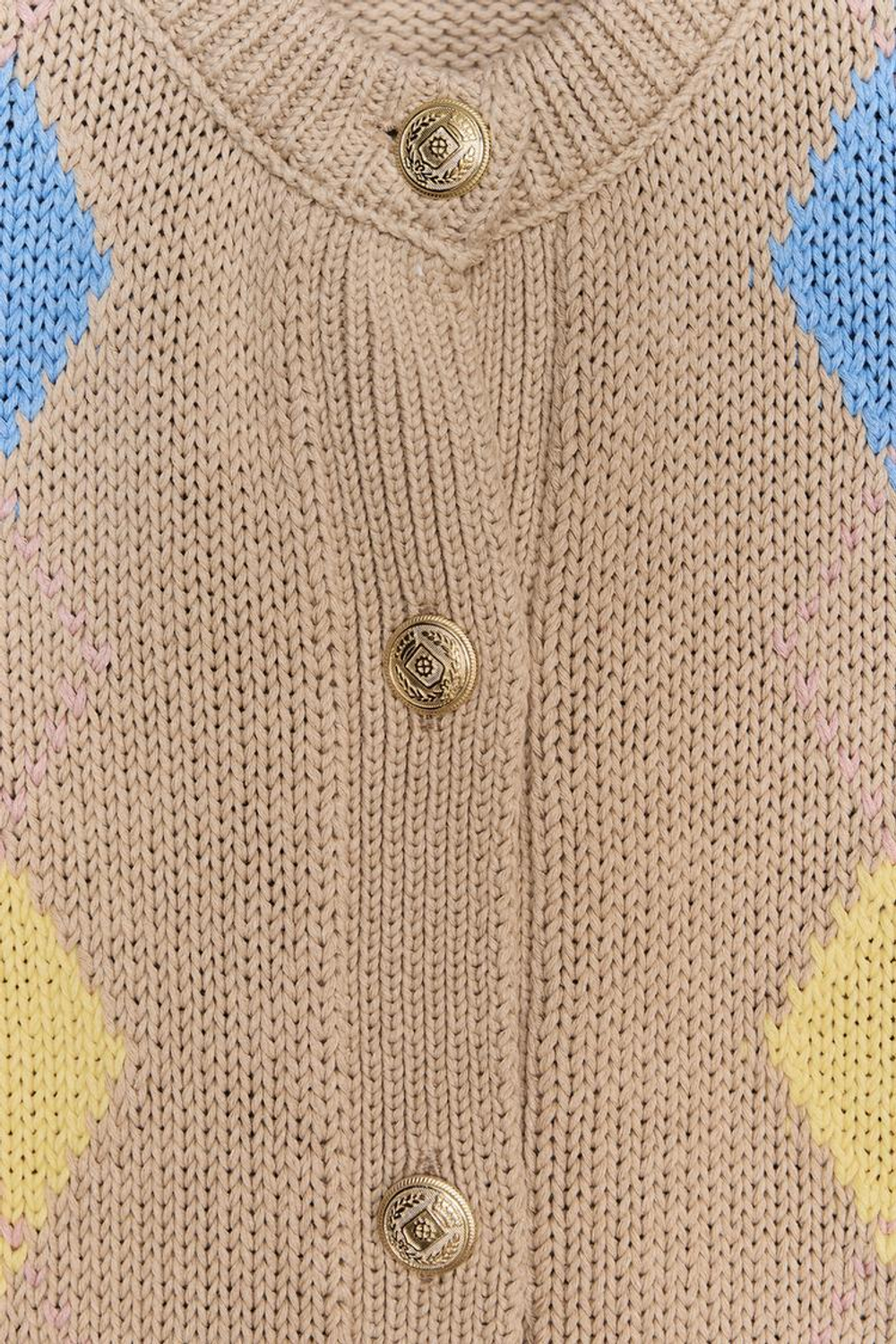 ZARA КАРДИГАН С УЗОРОМ «РОМБЫ», БЕЖЕВЫЙ