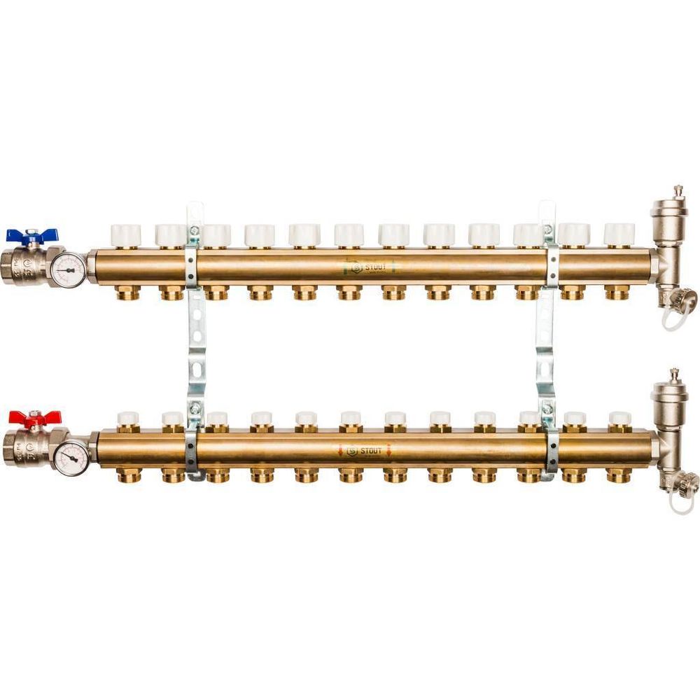 STOUT  Распределительный коллектор из латуни без расходомеров 12 вых.
