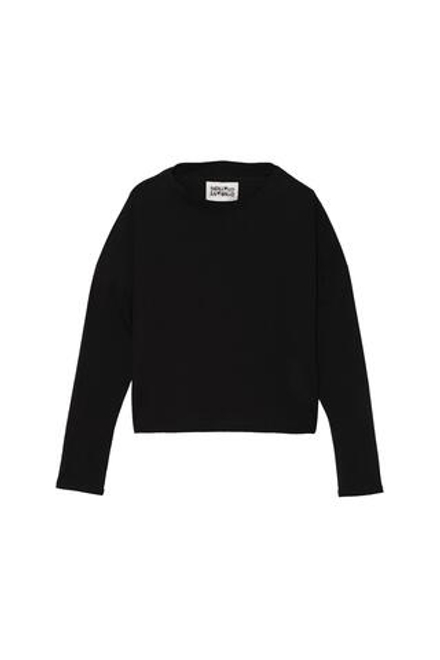 ZARA X BENITO ANTONIO ФУТБОЛКА УКОРОЧЕННОГО КРОЯ С ДЛИННЫМИ РУКАВАМИ, ЧЕРНЫЙ
