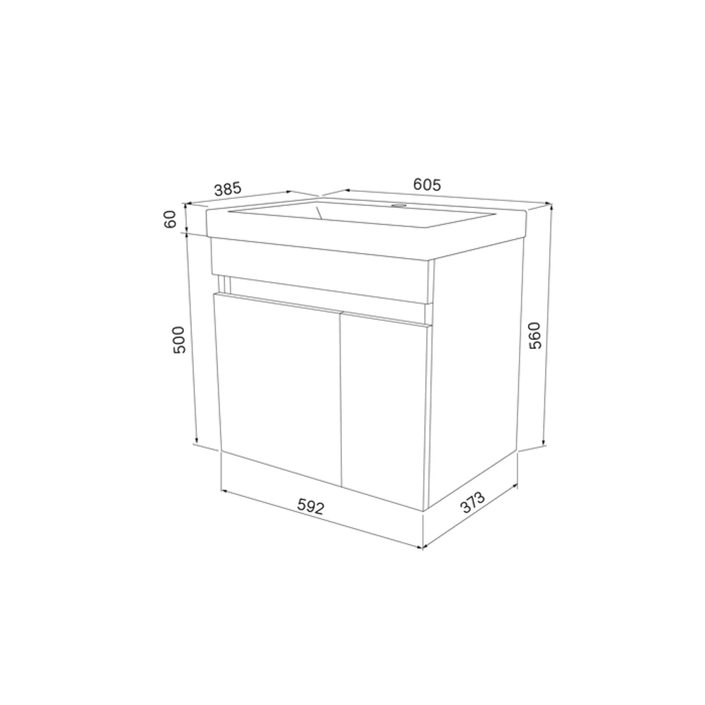 Тумба с умывальником подвесная с дверцами IDDIS Zodiac, белая, 60 см, ZOD6CD0i95K