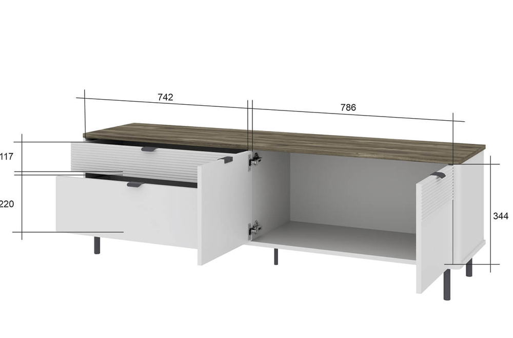 SIMPLE, Тумба RTV 2D2S. Цвет БЕЛЫЙ / МОНТЕ / ДЖЕЛАТО