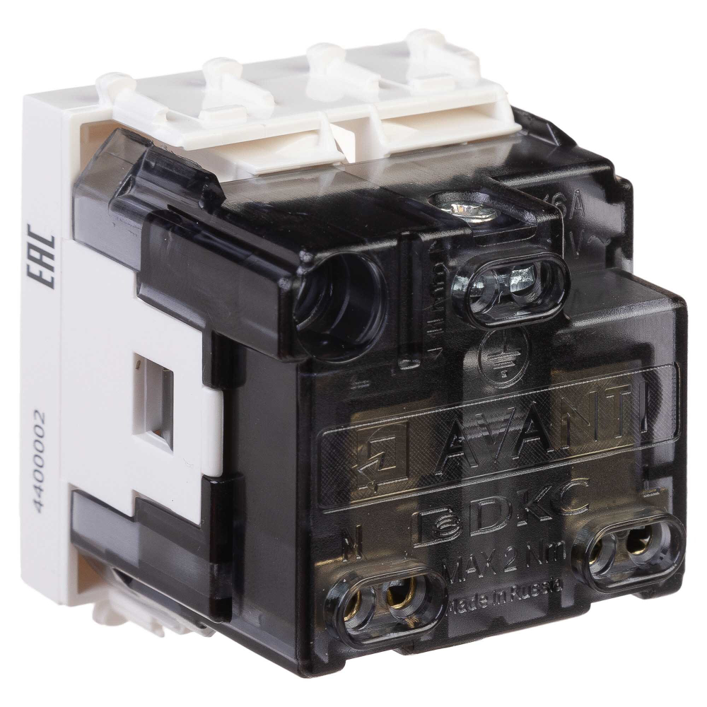 Розетка модульная, 2P+E, с з/ш, "Avanti", "Белое облако", 2 модуля