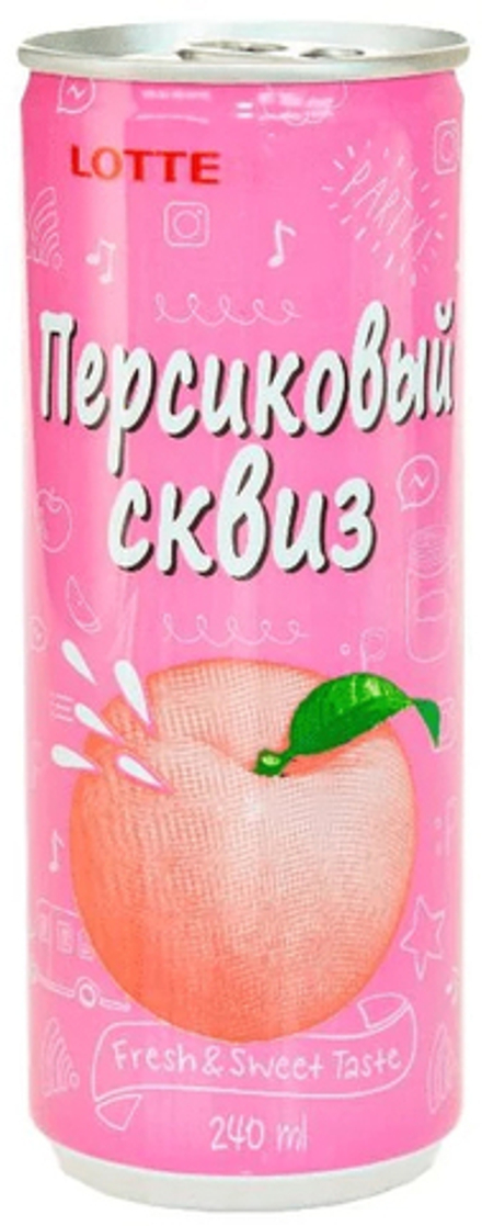 Сокосодержащий Негазированный Напиток Лотте Персиковый Сквиз / Lotte Squeeze Peach 0.24 - банка