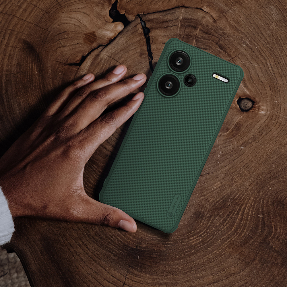 Усиленный двухкомпонентный чехол зеленого цвета (Deep Green) от Nillkin для Xiaomi Redmi Note 13 Pro+ Плюс 5G, серия Super Frosted Shield Pro