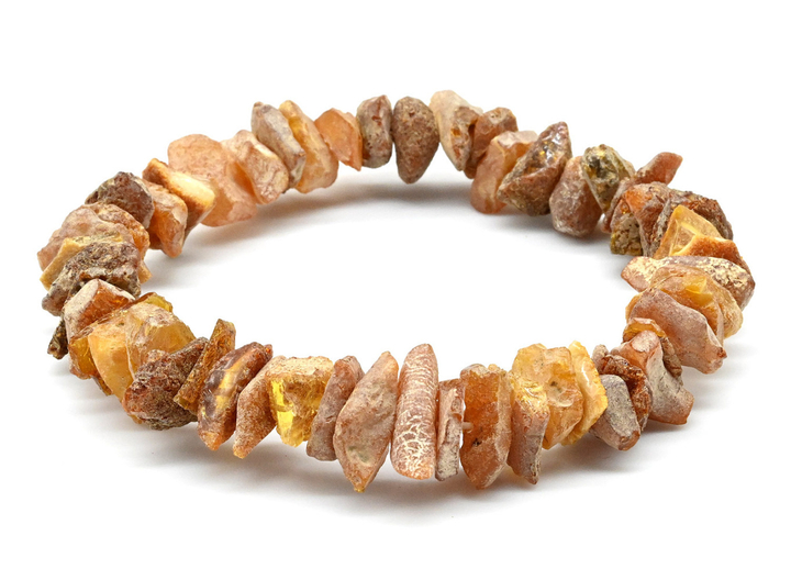 Браслет Янтарь необработанный цвет коньячный