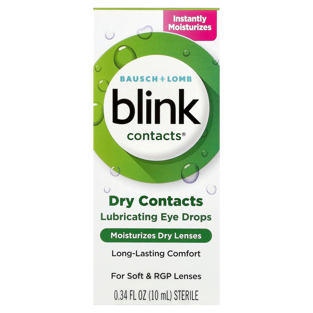 Bausch + Lomb Blink, Blink Cosmetics®, сухие контактные данные, смазывающие глазные капли, 10 мл (0,34 жидк. унции)