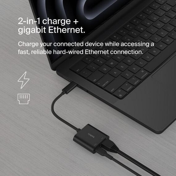 Адаптер Belkin USB-C to Ethernet (INC019BTBK) Black / Черный