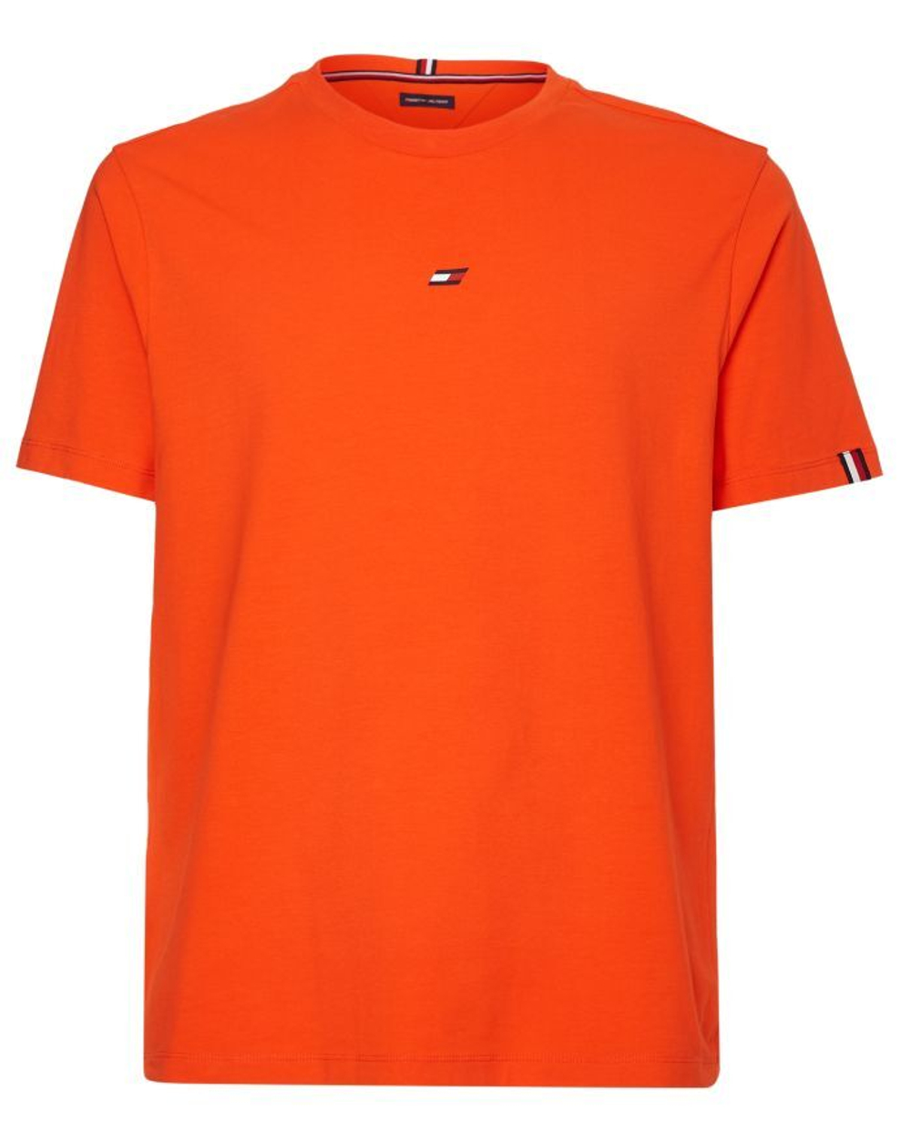 Мужская теннисная футболка Tommy Hilfiger Essentials Small Logo Short Sleeve Tee - acid orange
