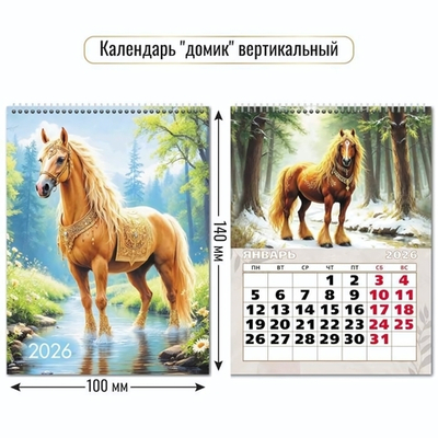 Календарь-домик вертикальный 2026 символ года 9537 (Квадра)