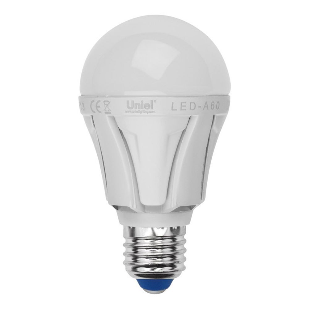 LED-A60-9W/WW/E27/FR ALP01WH Лампа светодиодная. Форма A, матовая колба. Материал корпуса алюминий. Цвет свечения теплый белый. Серия Palazzo. Упако