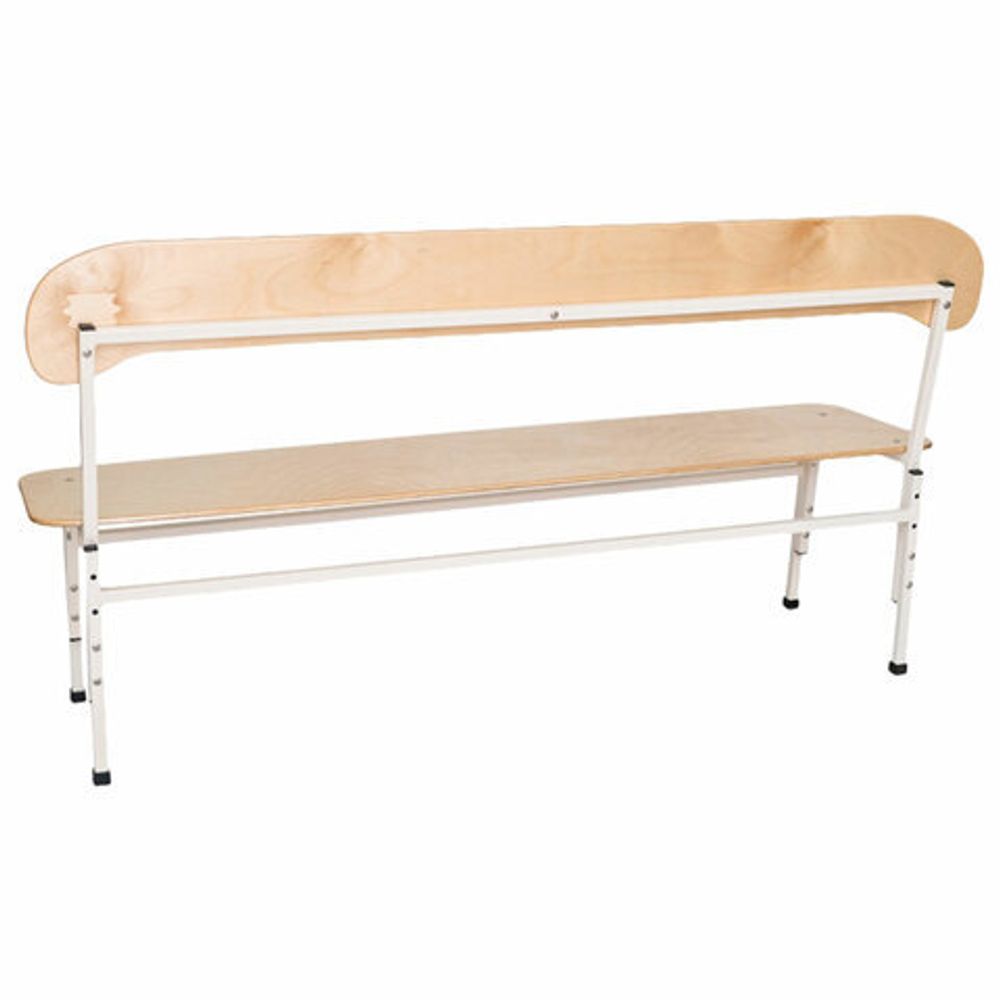 Скамья детская со спинкой "Дошколенок", 1150х300х510-650 мм, регулируемый рост 1-3, фанера, металл "слоновая кость"