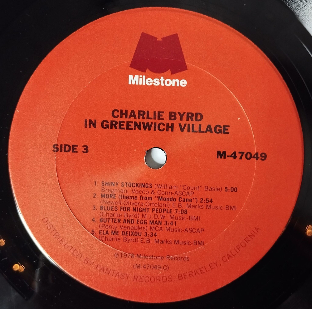 Винтажная виниловая пластинка LP Charlie Byrd In Greenwich Village (USA 1978)