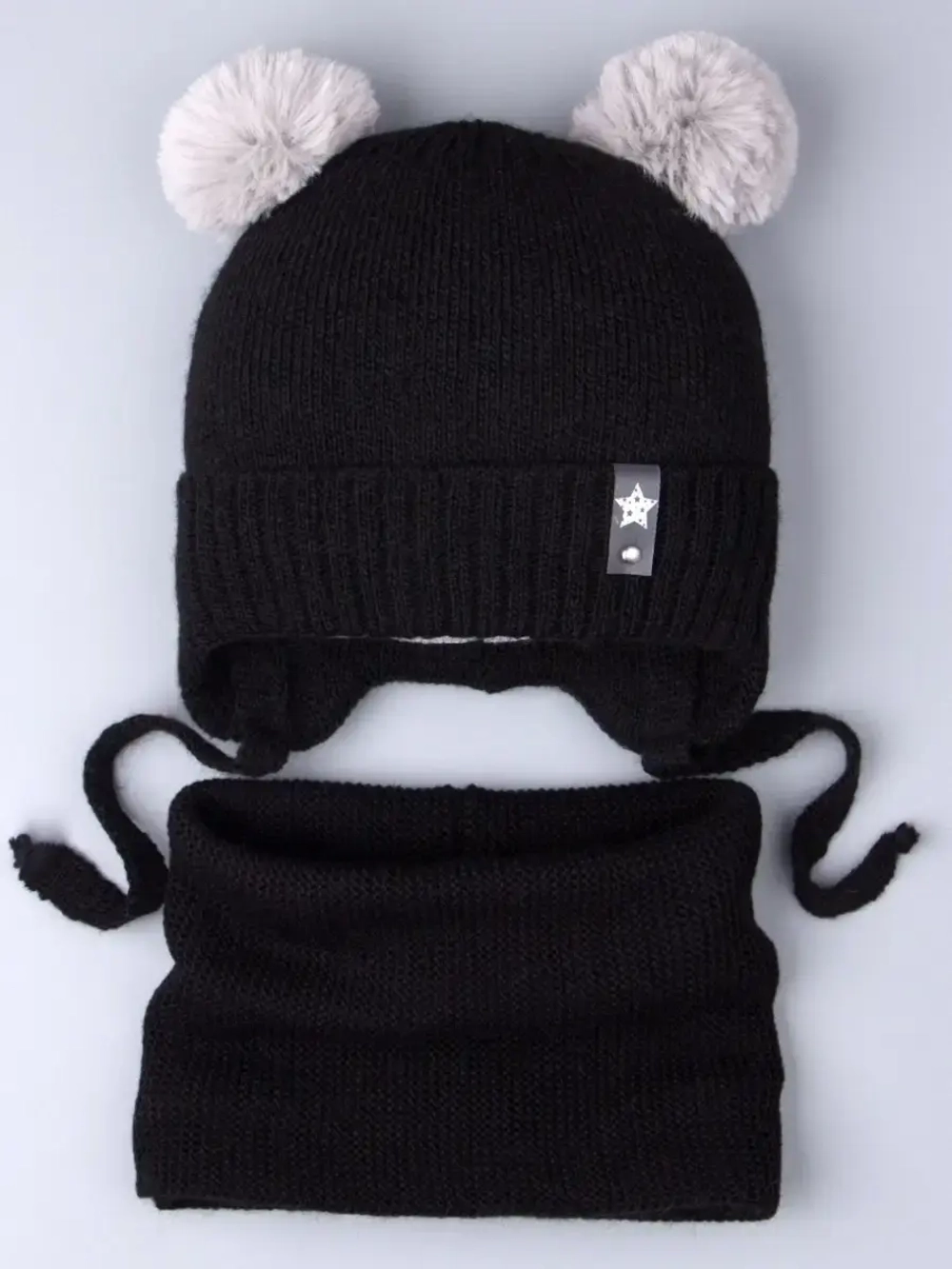 Шапка детская зимняя вязаная и снуд