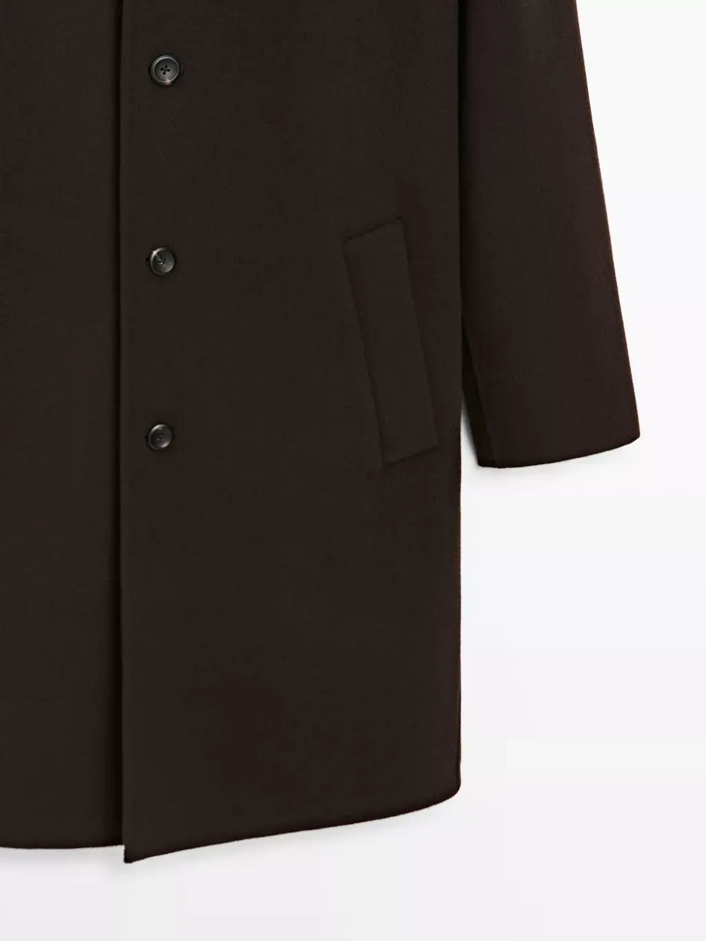 Massimo Dutti Длинное пальто из смесовой шерсти, коричневый