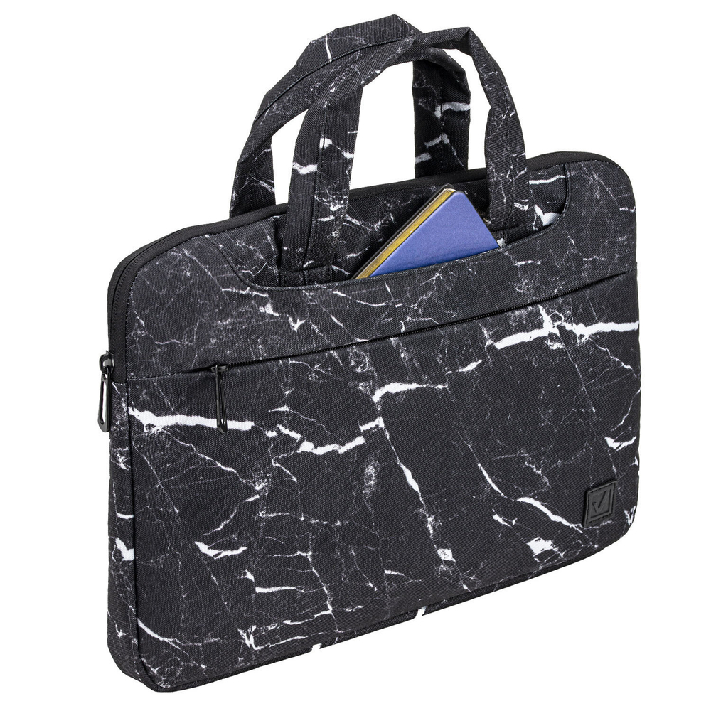 Сумка портфель BRAUBERG STYLE с отделением для ноутбука 13-14" 3 кармана "Marble" черная 26х36х3 см