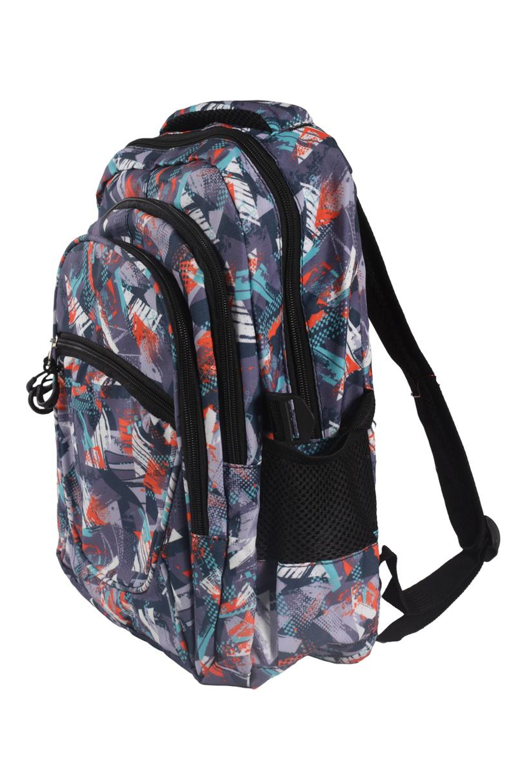 Рюкзак школьный 38*25*12см, серый, 2отдел+карман, 2бок.кармана