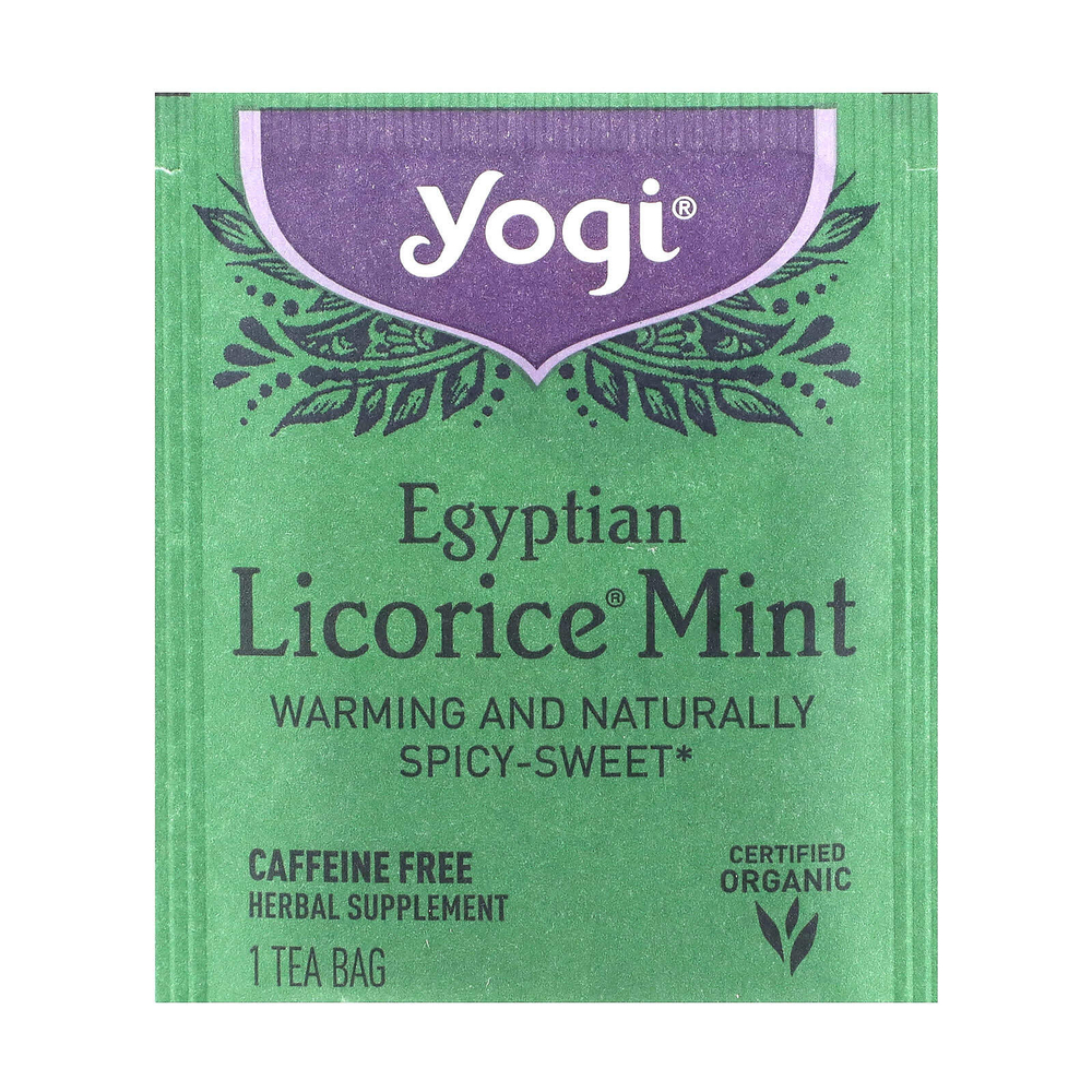 Yogi Tea, египетская солодка и мята, без кофеина, 16 чайных пакетиков, 32 г (1,12 унций)