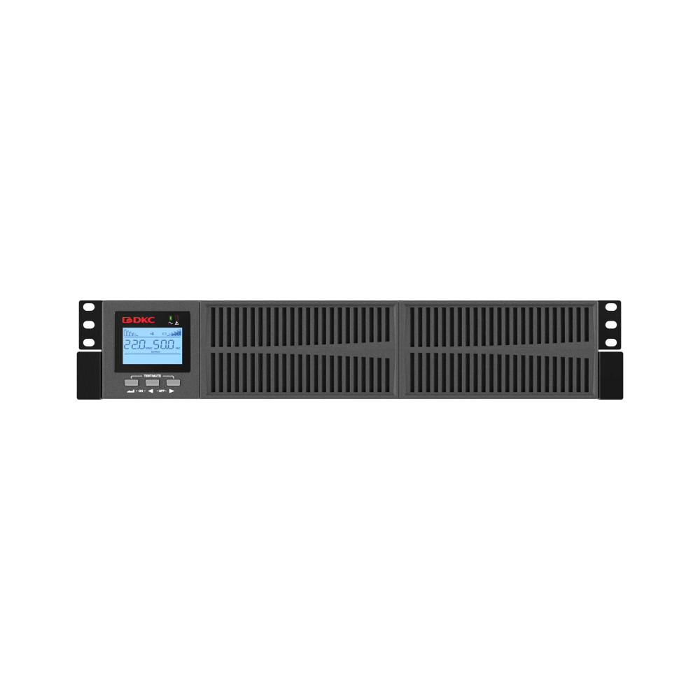Онлайн ИБП ДКС серии Small Rackmount, 2000 ВА/1800 Вт, 1/1, 8xIEC C13, EPO, USB, RS-232, RJ45, Rack 2U, 4x9Ач