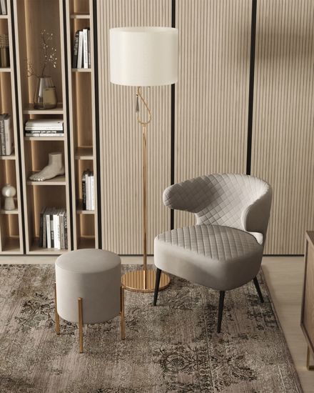 Пуф Кейси велюр серо-бежевый