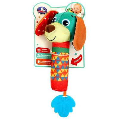 Погремушка-пищалка "Собачка" текстиль, блистер UM-DG-23 (Умка)