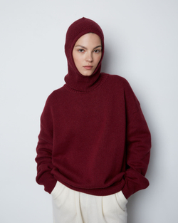 Джемпер из смесового кашемира с круглым вырезом бордо