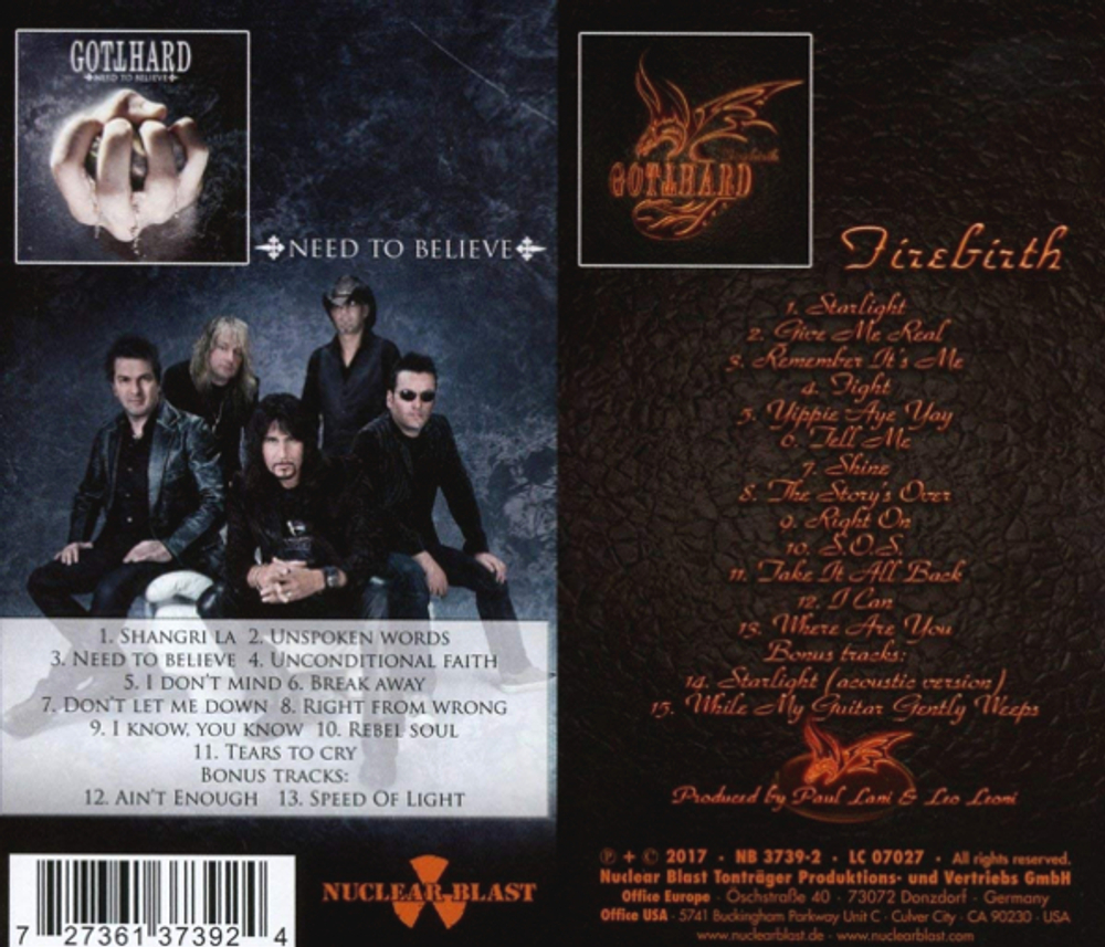 Gotthard / Need To Believe + Firebirth (2CD)