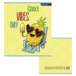 Тетрадь 36л., А5, клетка, Alingar "Crazy fruits", скрепка, мелованный картон (стандарт) , блок офсет, 4 дизайна в пленке т/у