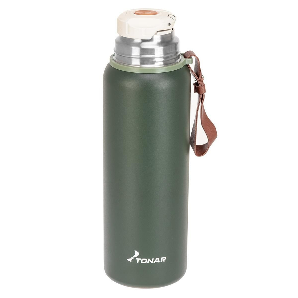 Термос TONAR (T-KD-7030-0.9) 900ML хаки (пробка-ситечко, крышка-кружка, ремешок)