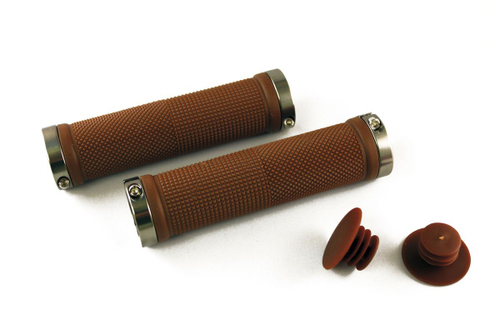 Грипсы CLO201 на руль резиновые 130мм с 2 фиксат. коричнево-серые анодир. CLARKS