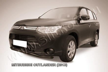 Защита переднего бампера Mitsubishi Outlander (2012-2015) d57 волна серебристая