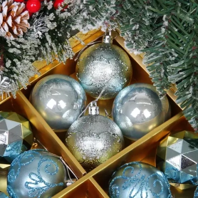 Новогодние шары «Зимняя вечеринка» 6 см (набор 16 шт), Голубой