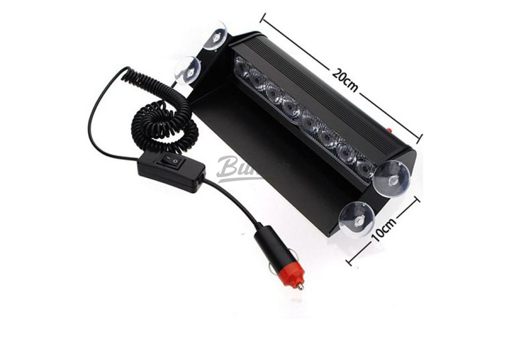 Стробоскоп с присоской к лобовому стеклу, красно-синее свечение, (компл.)