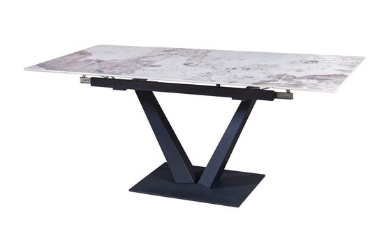 Стол "МАЛИБУ" 120-180, керамика Pandora глянцевый, R-6, опоры черный муар